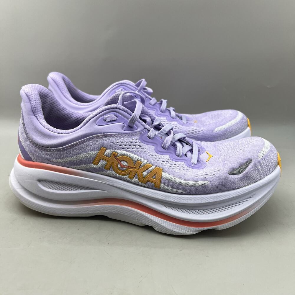 Hoka One One Bondi 9 Running Shoes Women Size 9.5 B Purple Mesh Comfort Sneakers